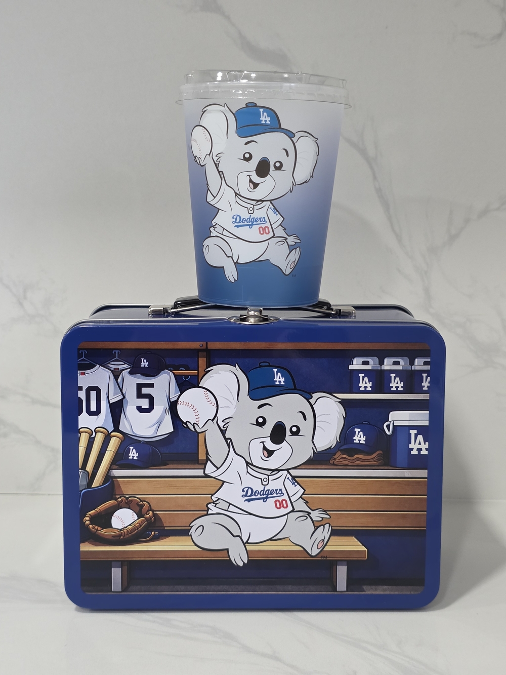 LA DODGERS Koala Lunchbox and A Plastic Cup Set